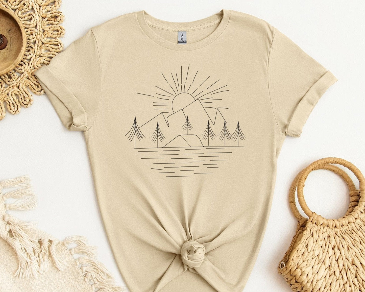 Wilderness Line art Sunset Tshirt