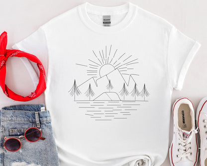 Wilderness Line art Sunset Tshirt