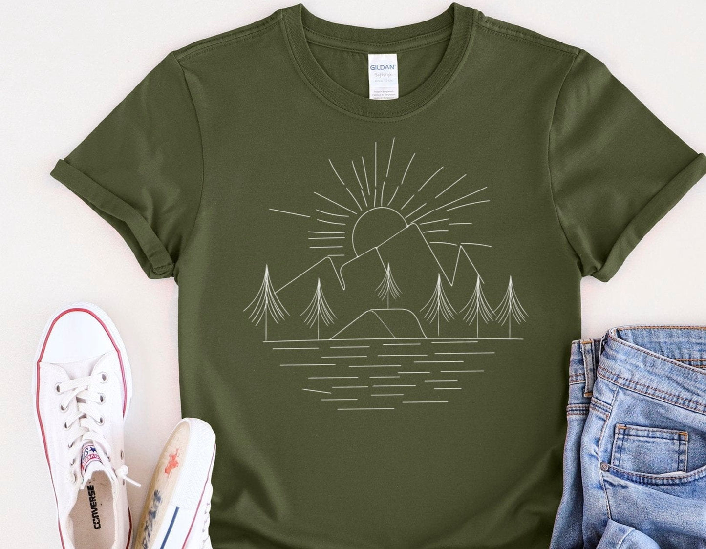 Wilderness Line art Sunset Tshirt